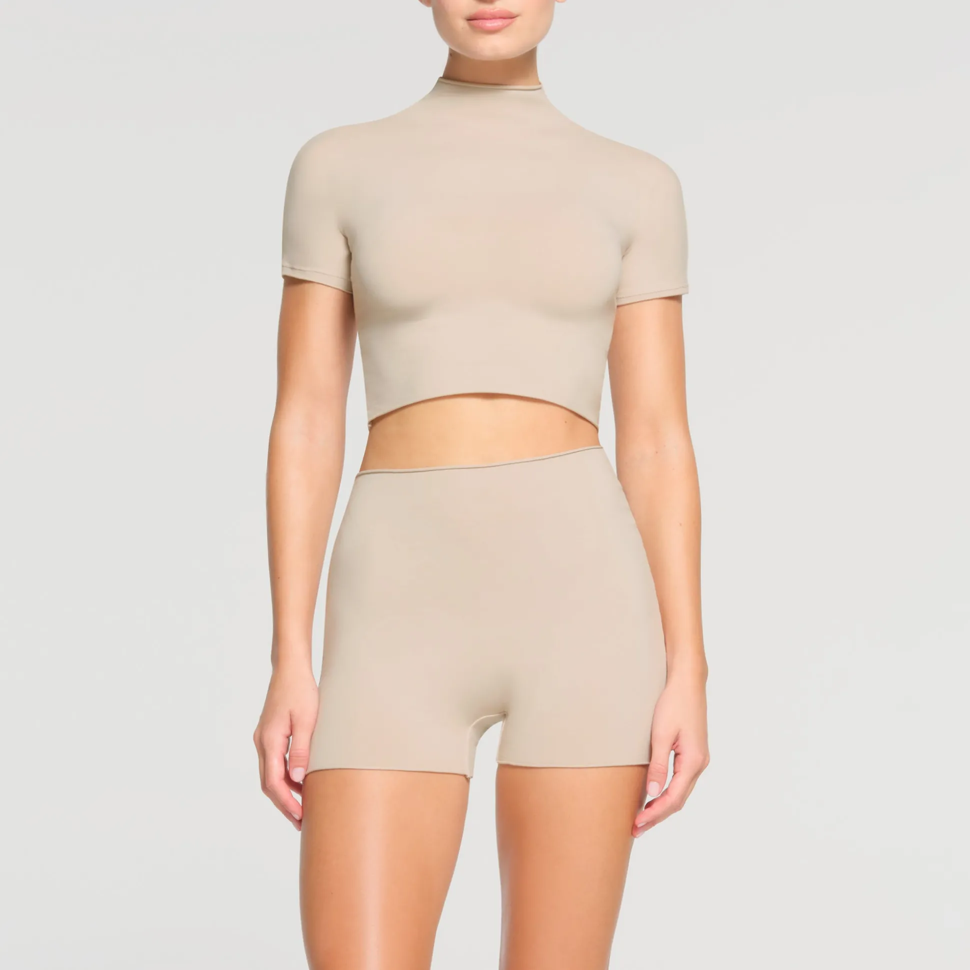RAW EDGE CROPPED T-SHIRT | STONE