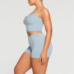 RAW EDGE SLIT FRONT CROPPED CAMI | DENIM