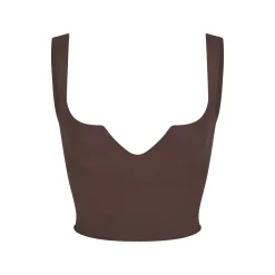 RAW EDGE SLIT FRONT CROPPED CAMI | ESPRESSO