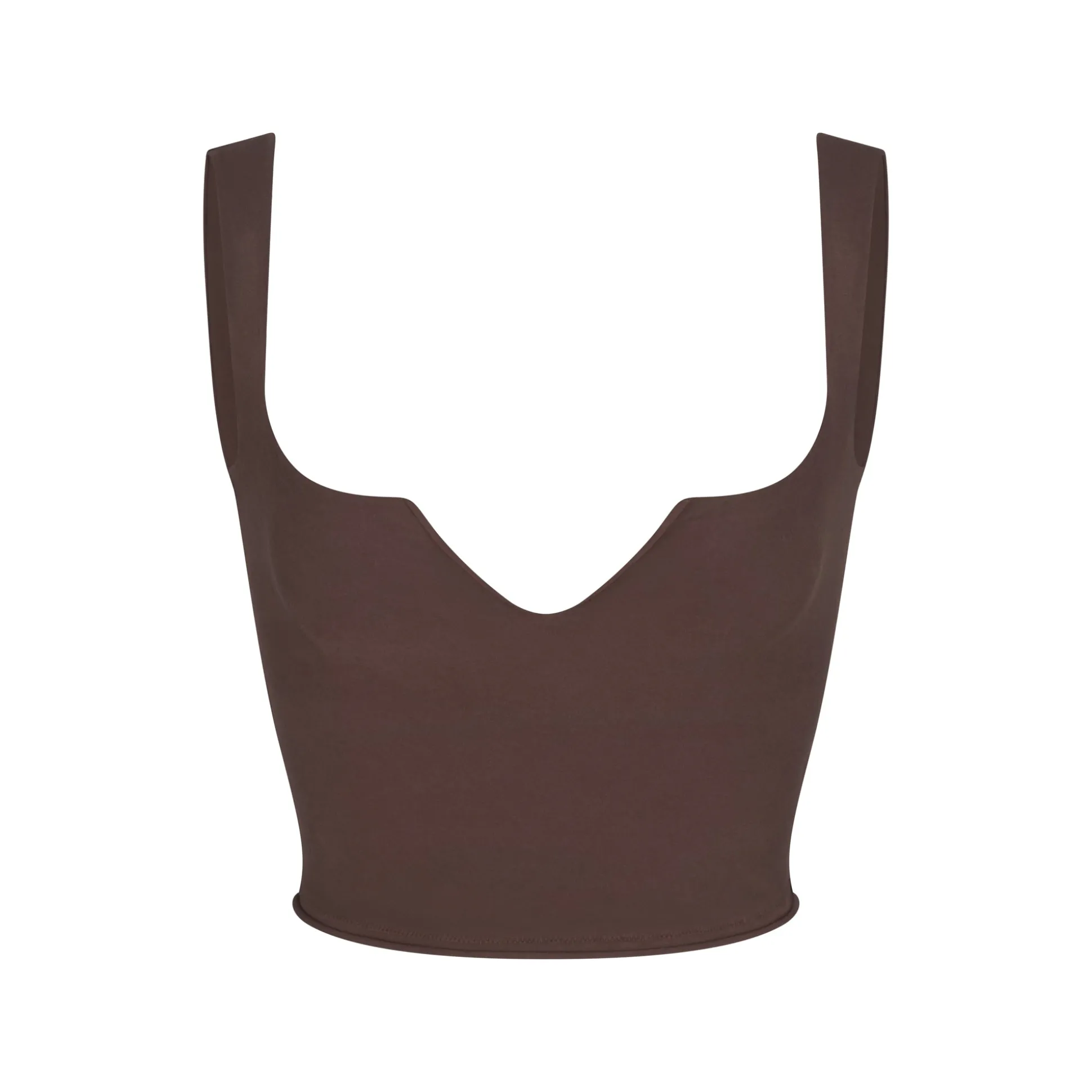 RAW EDGE SLIT FRONT CROPPED CAMI | ESPRESSO