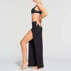 RAW EDGE SLIT LONG SKIRT | ONYX