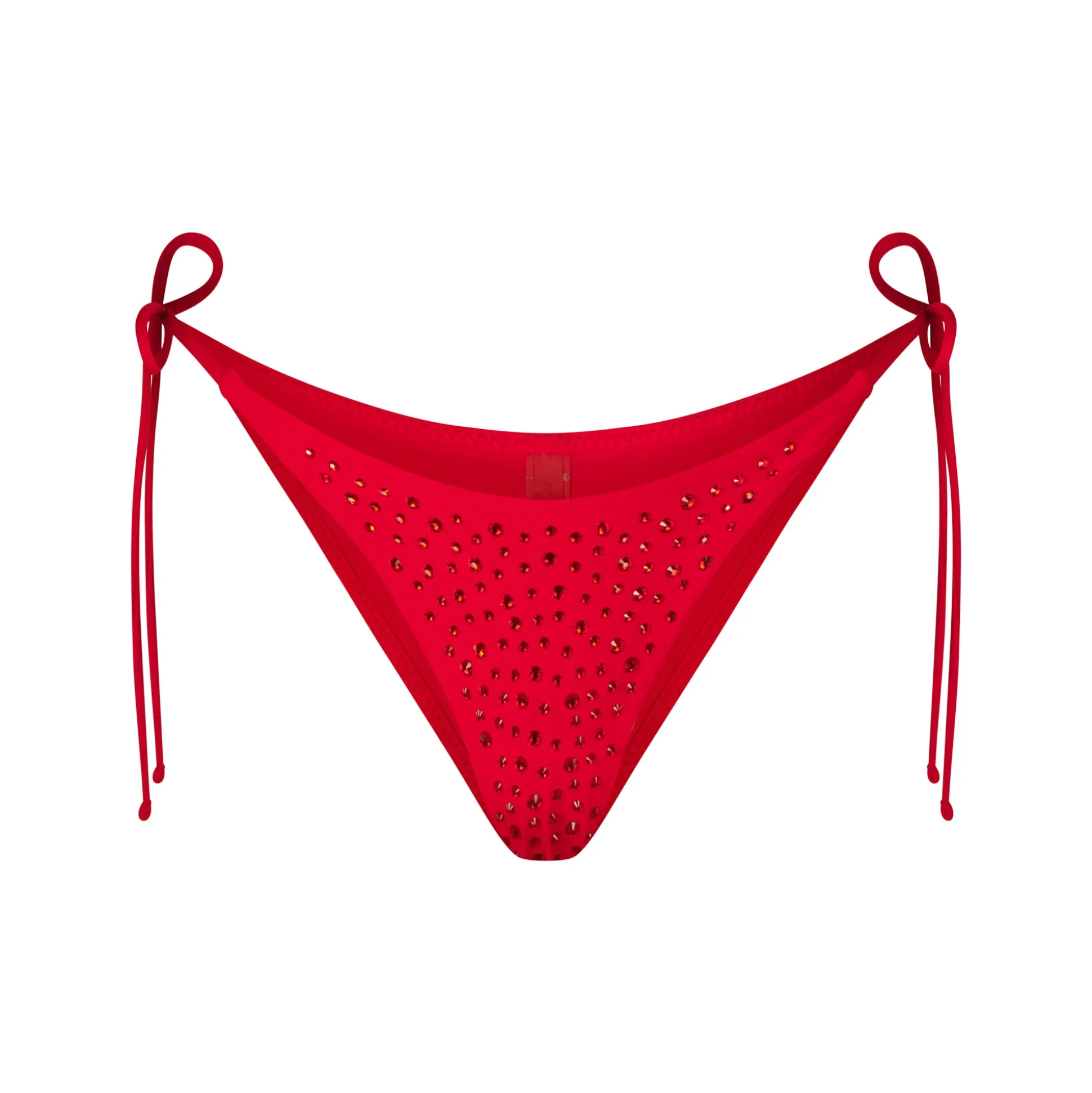 RHINESTONE TIE BIKINI BOTTOMS | RED