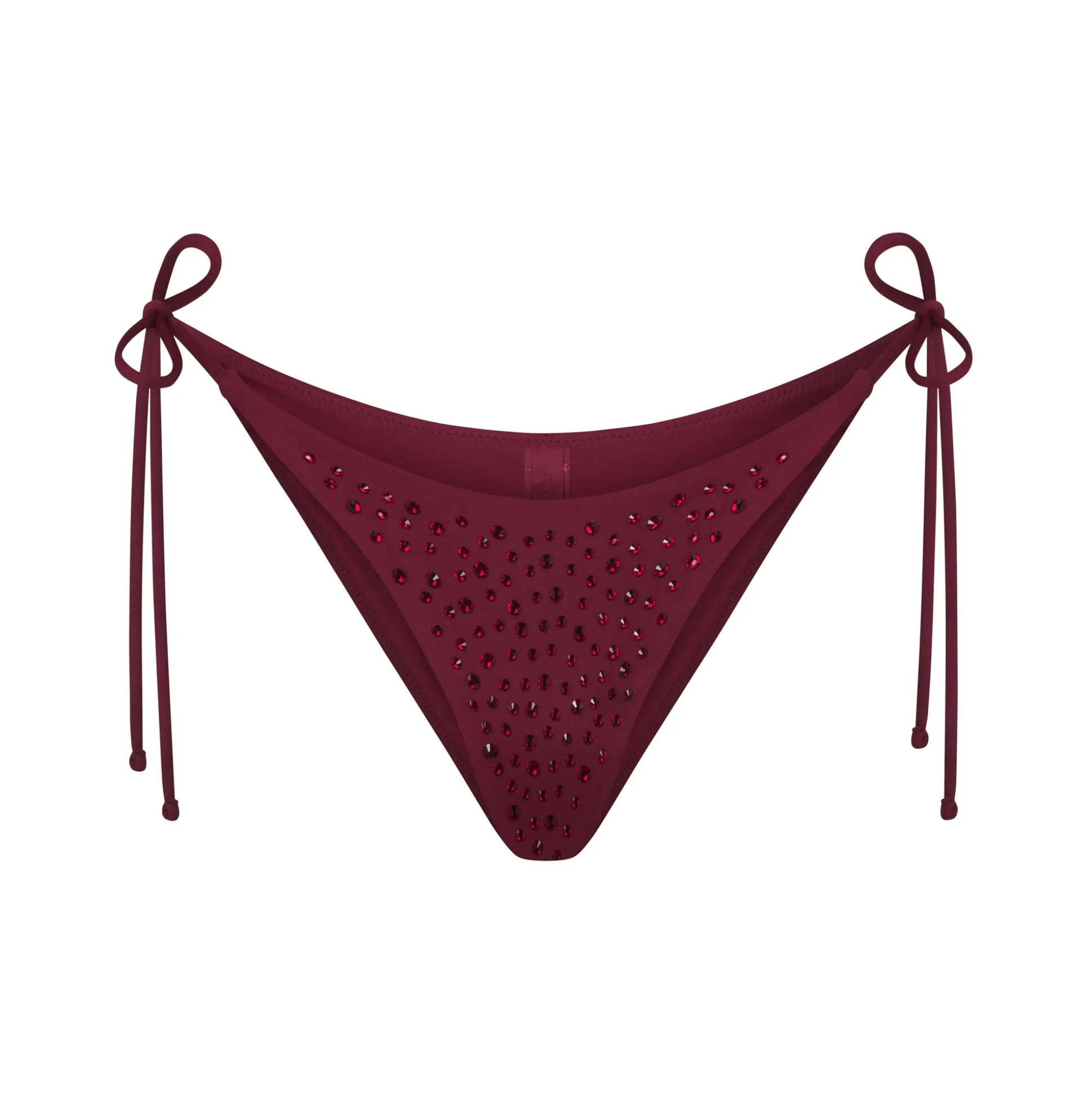 RHINESTONE TIE BIKINI BOTTOMS | WINE