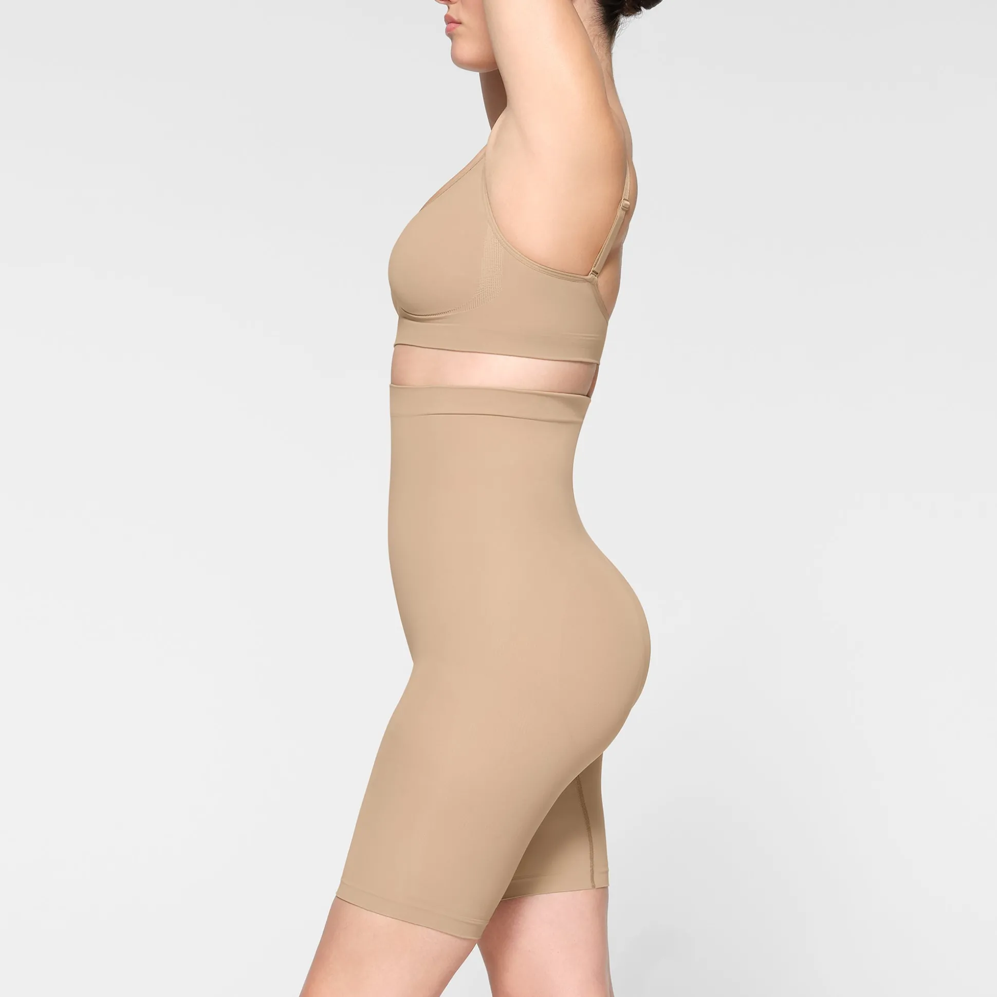 SEAMLESS SCULPT HIGH-WAISTED ABOVE THE KNEE SHORT | CLAY