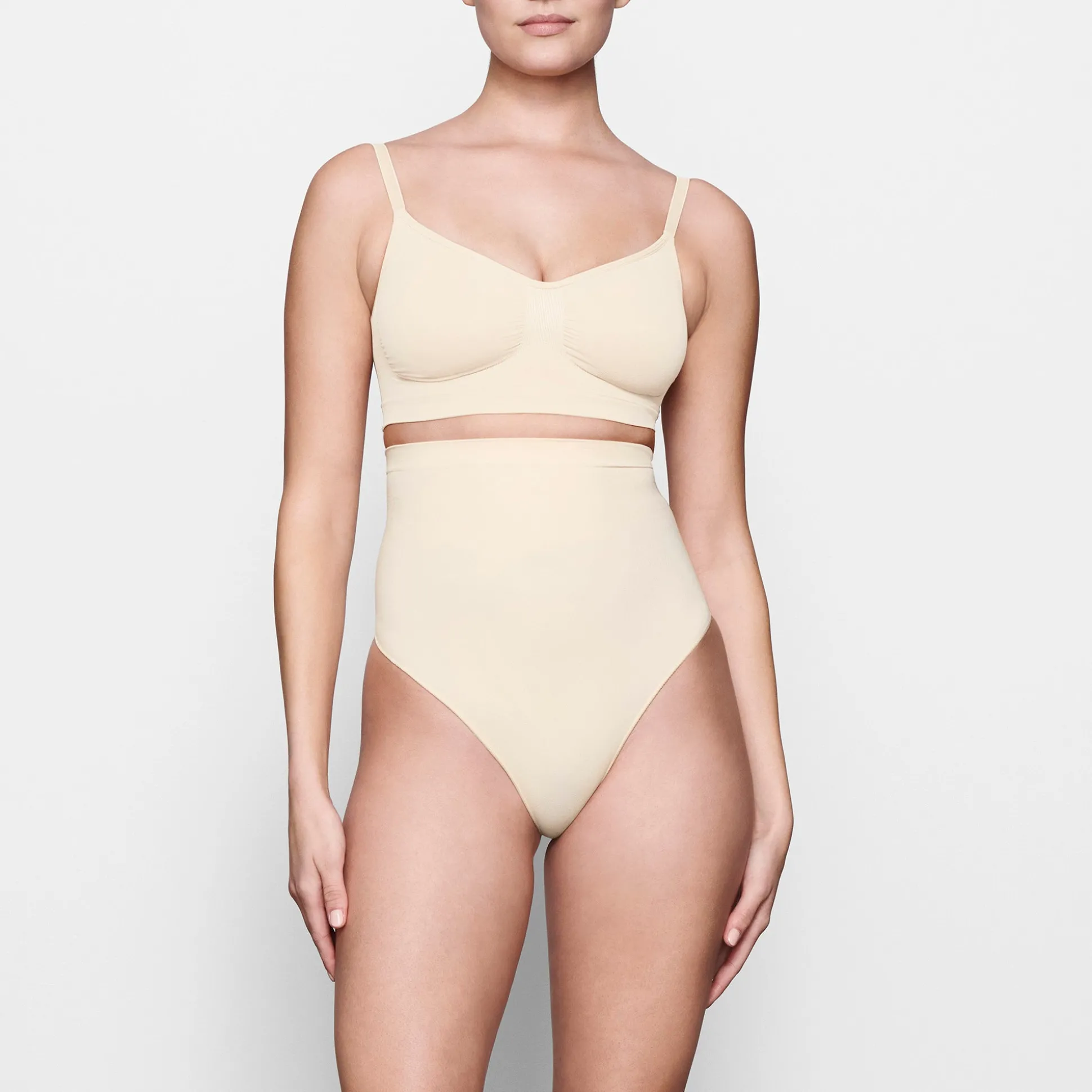 SEAMLESS SCULPT HIGH-WAISTED THONG | SAND