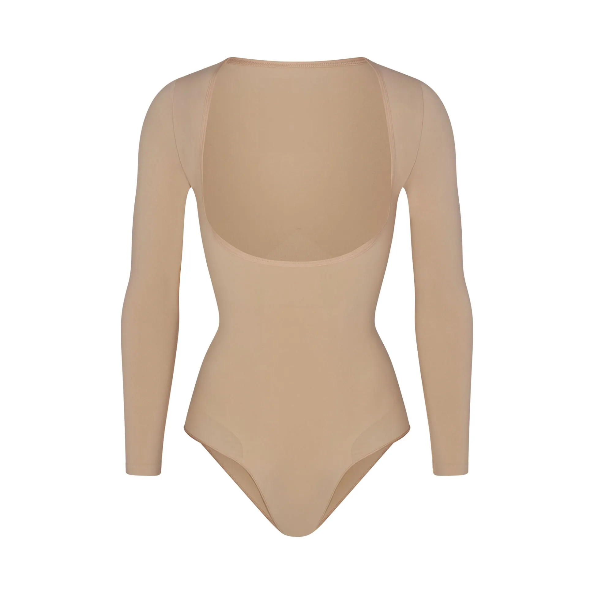 SEAMLESS SCULPT LONG SLEEVE OPEN BUST BRIEF BODYSUIT | CLAY