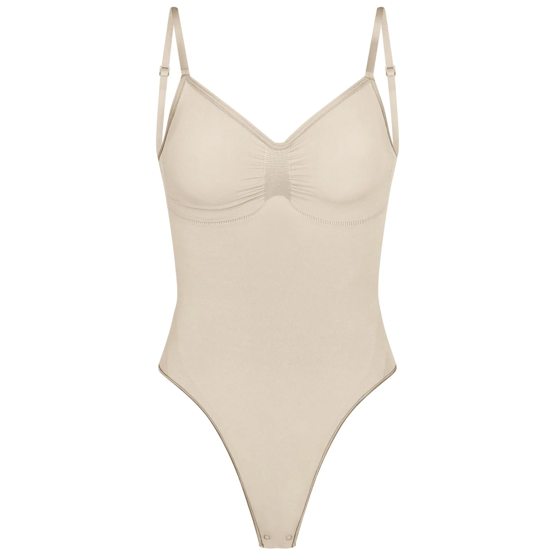 SEAMLESS SCULPT LOW BACK THONG BODYSUIT | SAND