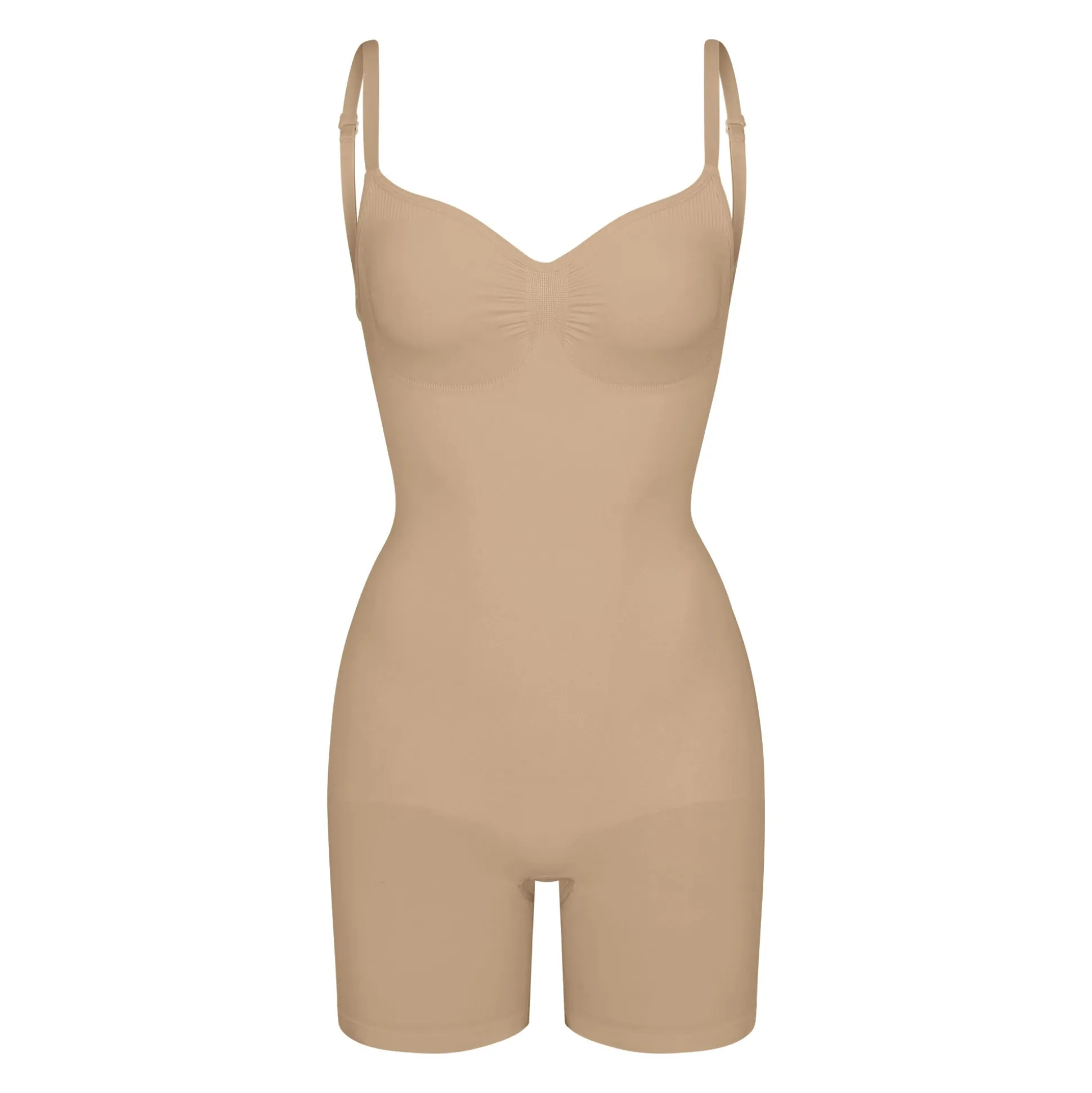 SEAMLESS SCULPT LOW BACK MID THIGH BODYSUIT | CLAY
