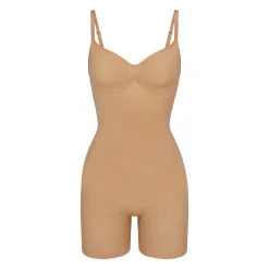 SEAMLESS SCULPT MID THIGH BODYSUIT | OCHRE