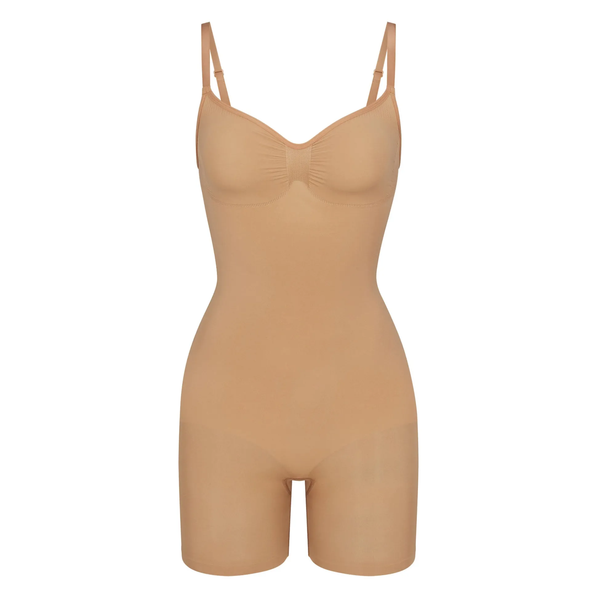 SEAMLESS SCULPT MID THIGH BODYSUIT | OCHRE