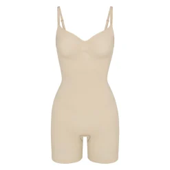SEAMLESS SCULPT MID THIGH BODYSUIT | SAND