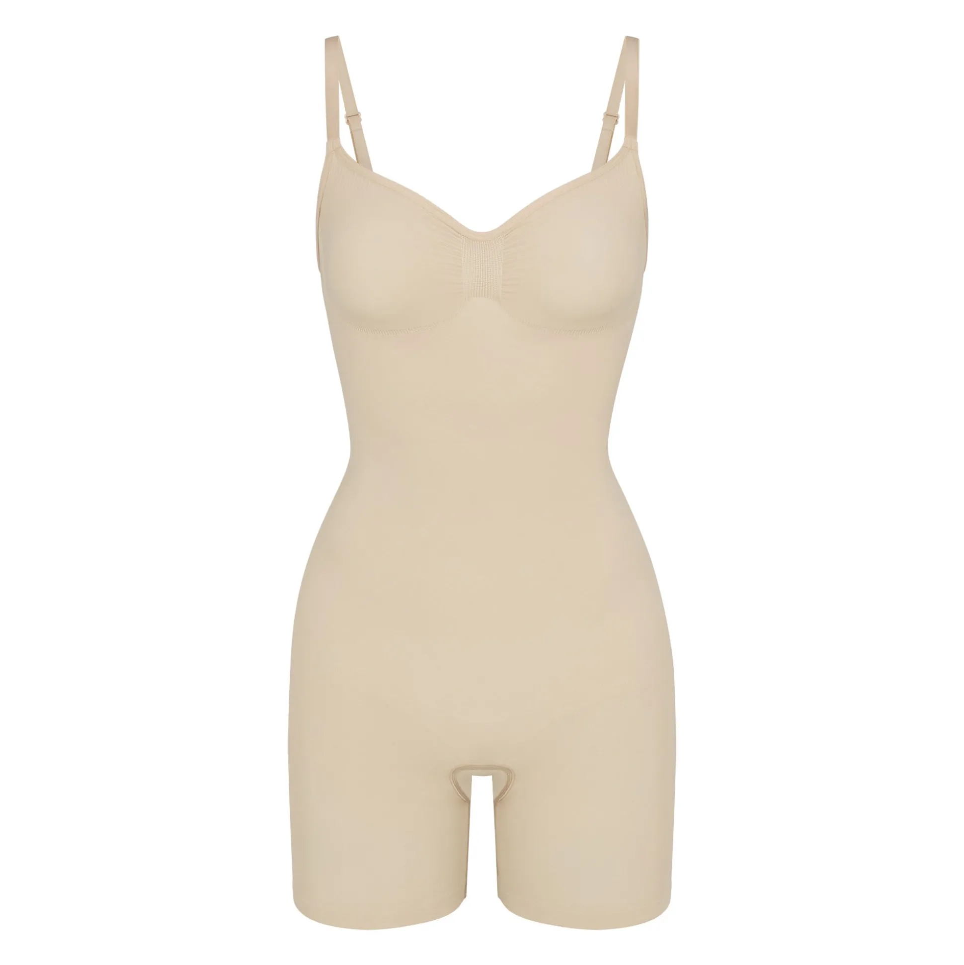 SEAMLESS SCULPT MID THIGH BODYSUIT | SAND