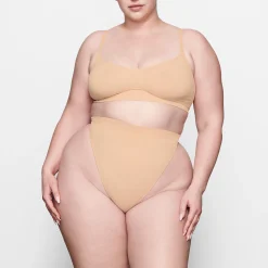 SEAMLESS SCULPT MID WAIST THONG | OCHRE