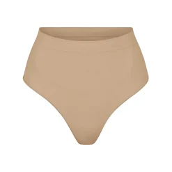 SEAMLESS SCULPT MID WAIST THONG | CLAY