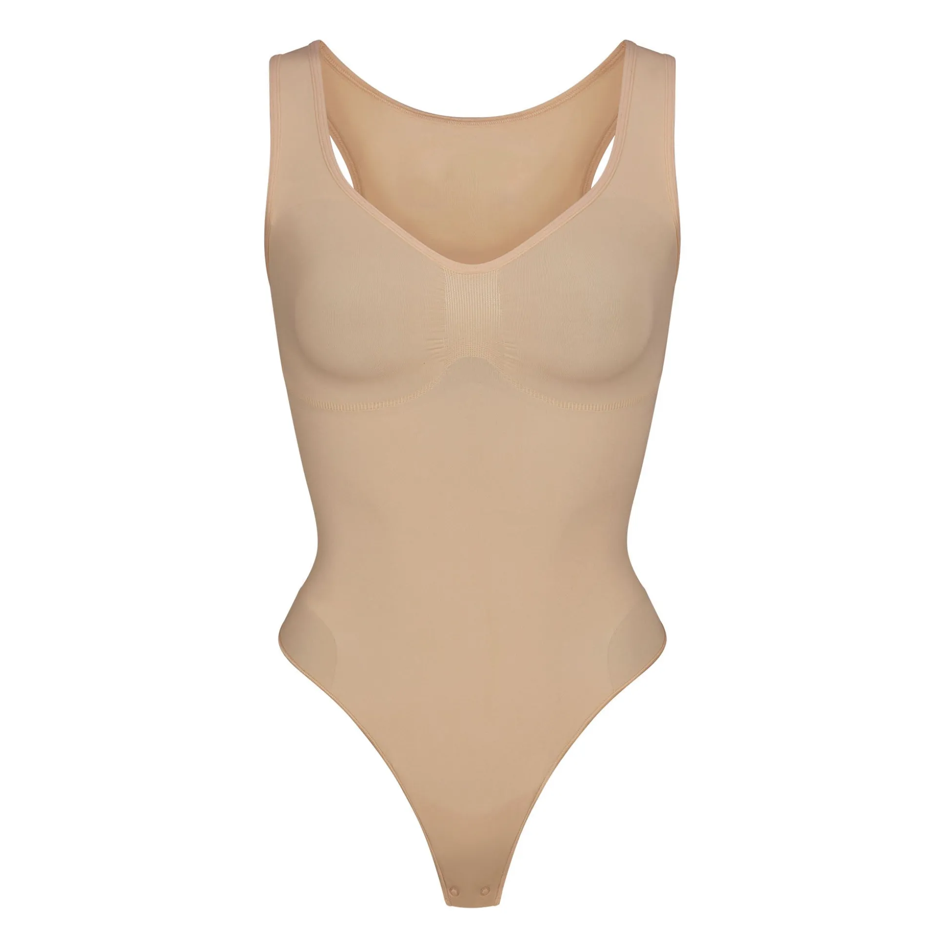 SEAMLESS SCULPT SCOOP NECK THONG BODYSUIT | CLAY