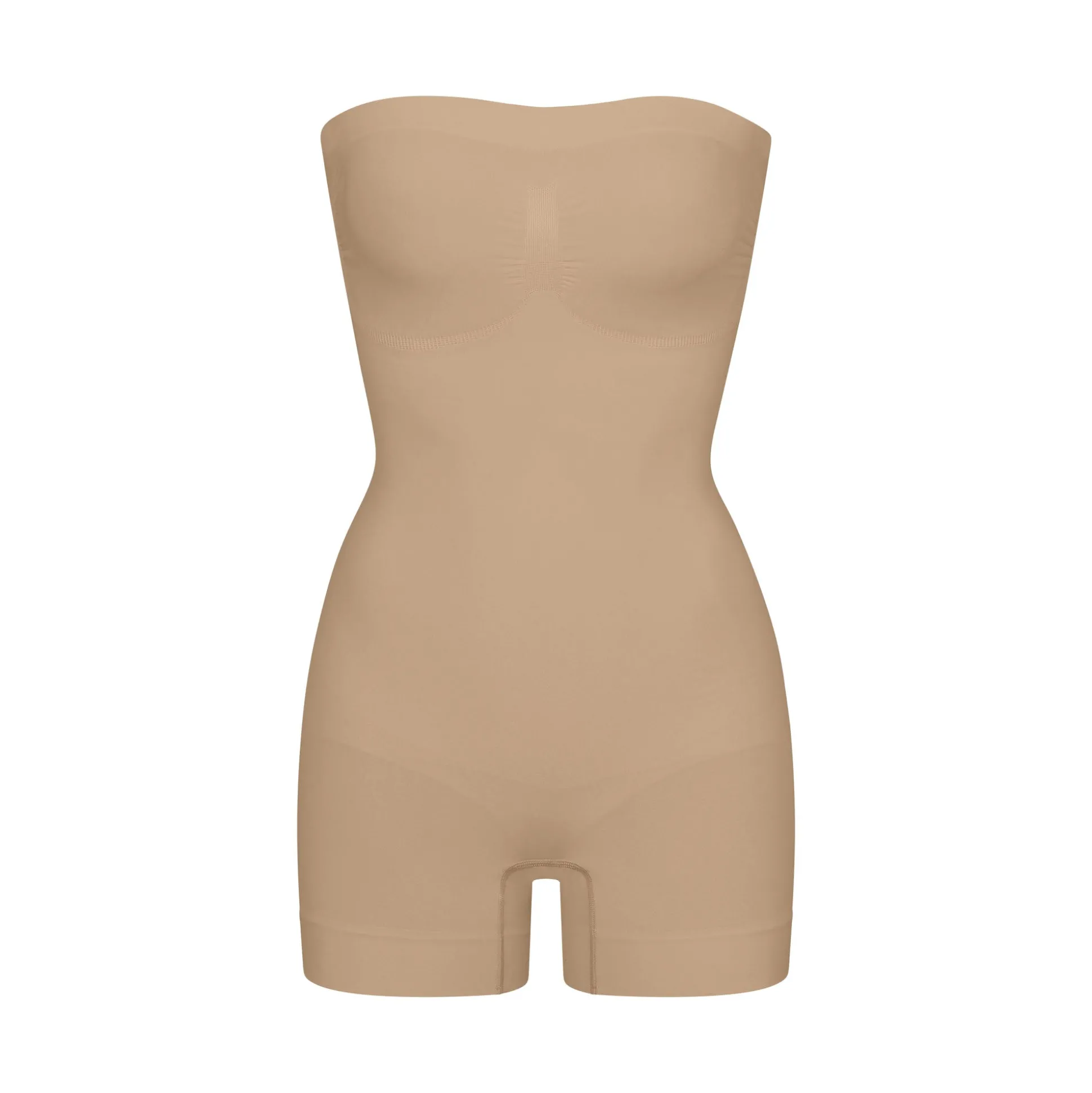 SEAMLESS SCULPT STRAPLESS SHORTIE BODYSUIT | CLAY