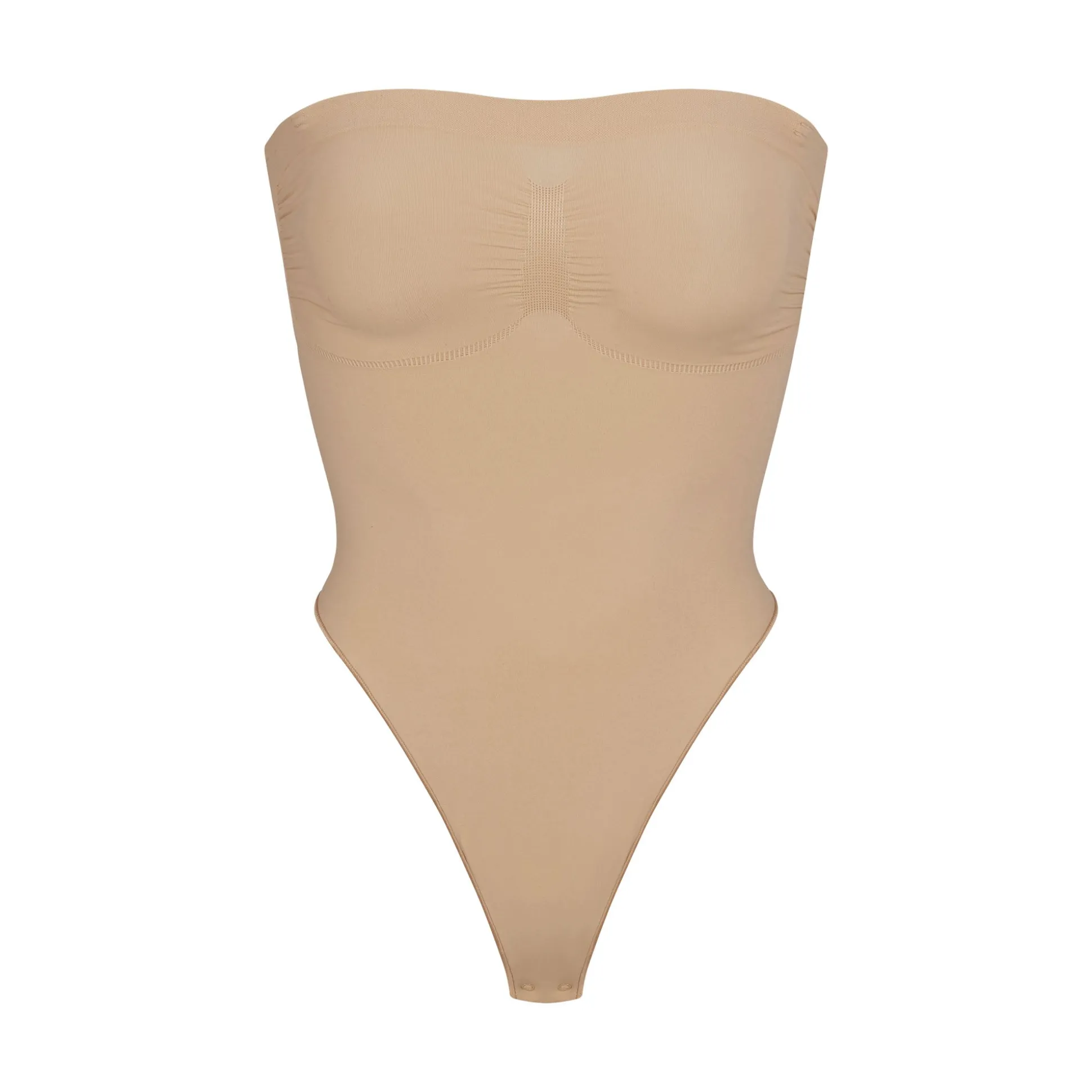 SEAMLESS SCULPT STRAPLESS THONG BODYSUIT | CLAY