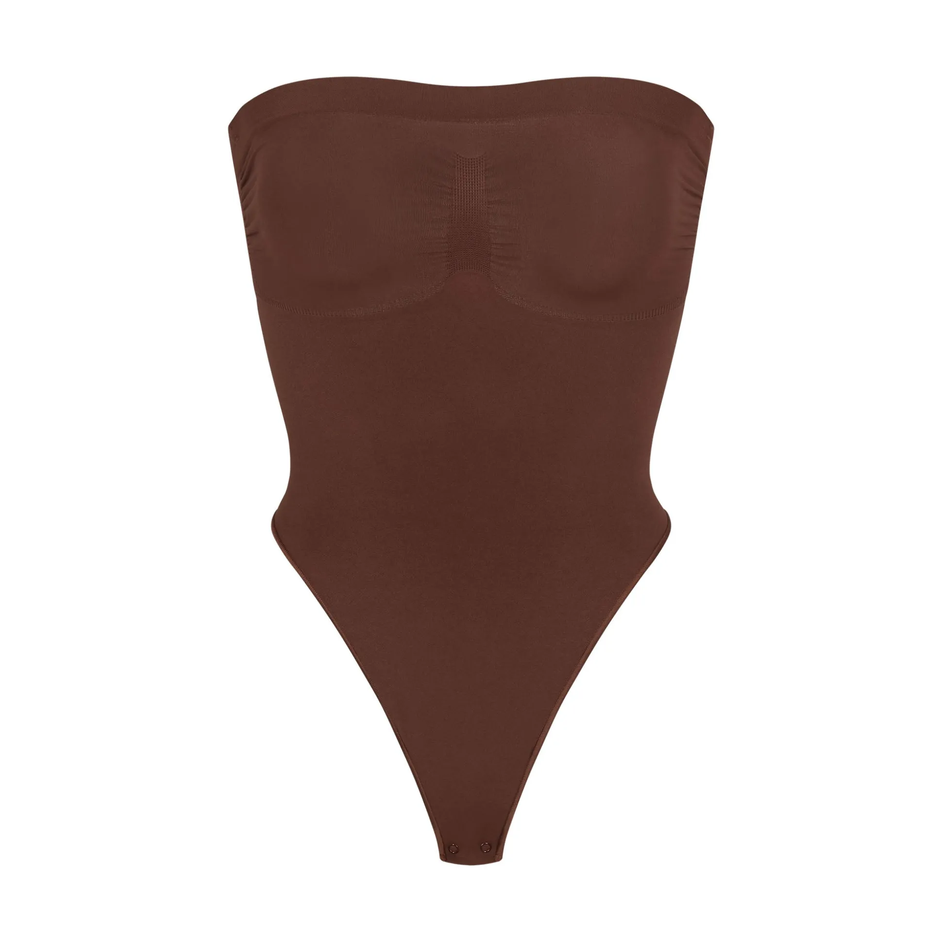 SEAMLESS SCULPT STRAPLESS THONG BODYSUIT | COCOA