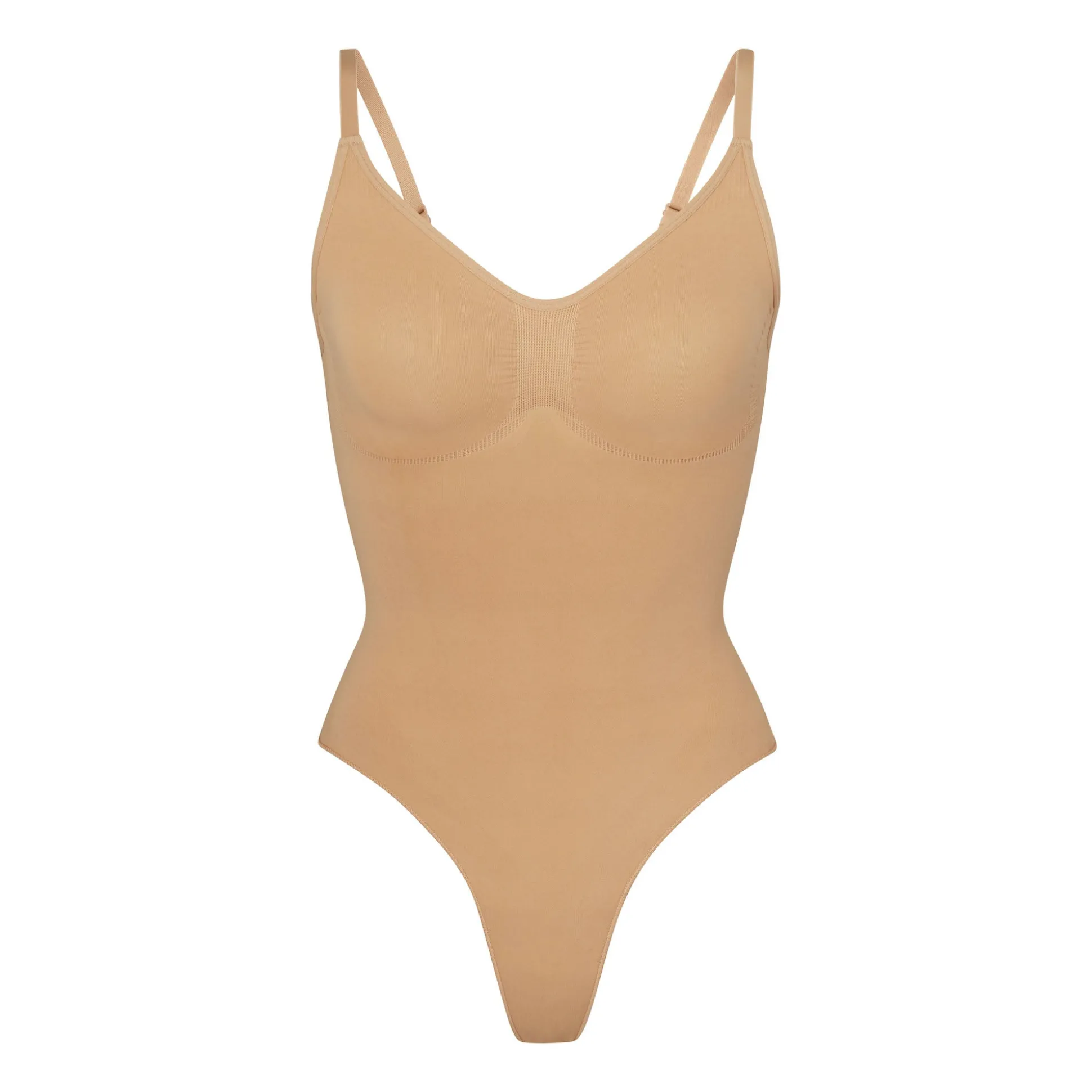 SEAMLESS SCULPT THONG BODYSUIT | OCHRE