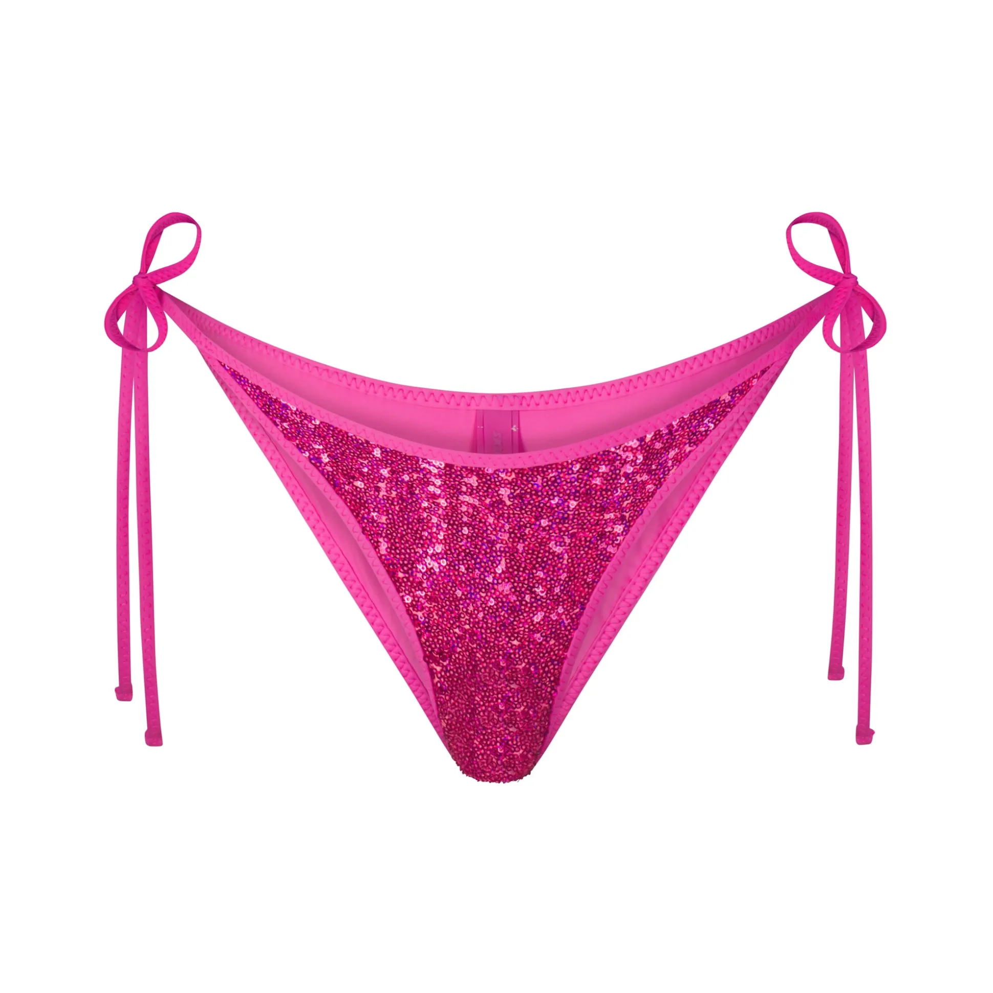 SEQUIN TIE BIKINI BOTTOMS | FLAMINGO