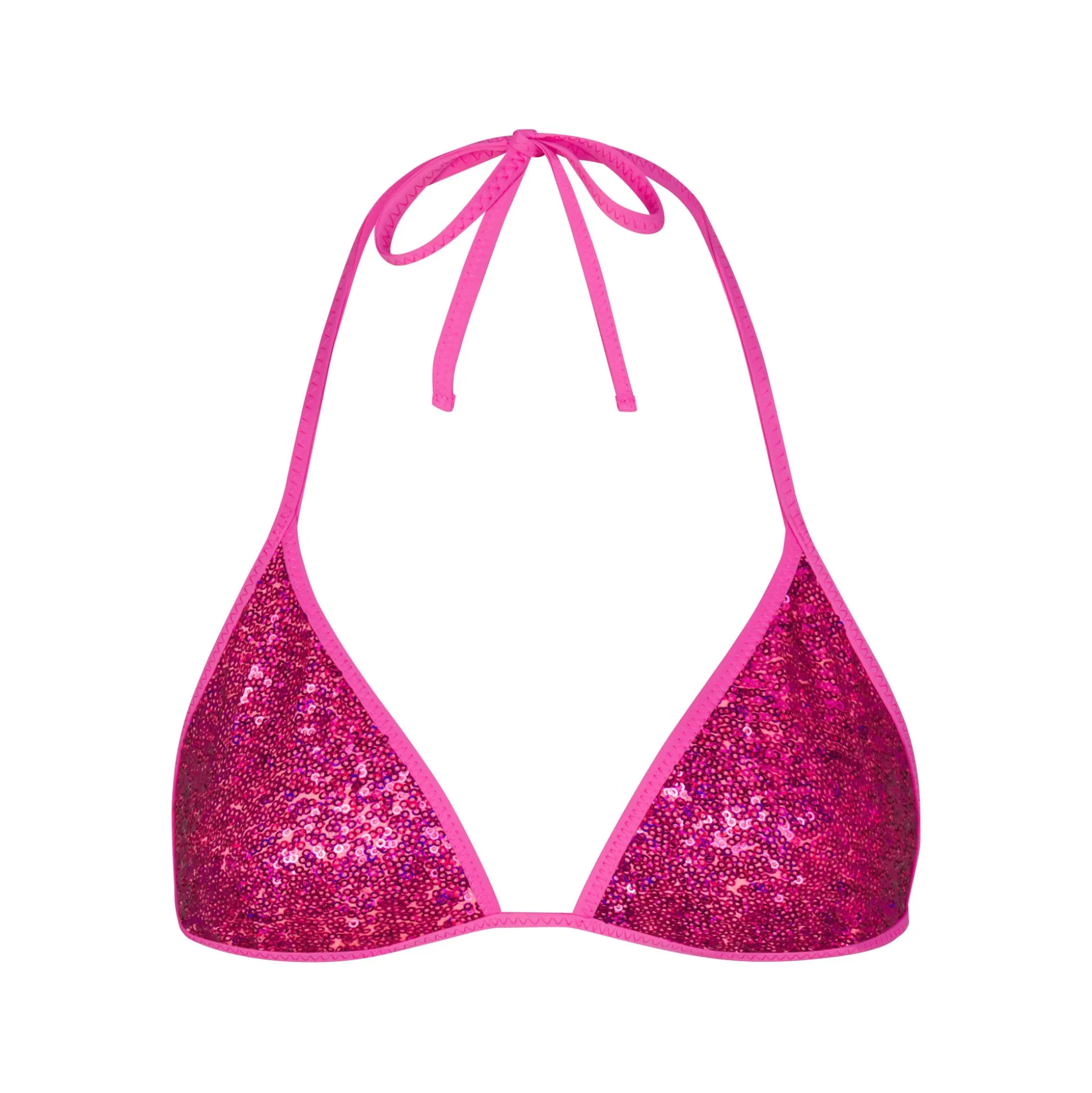 SEQUIN TRIANGLE BIKINI TOP | FLAMINGO