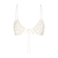 SHEER VELVET TIE FRONT BRALETTE | MARBLE