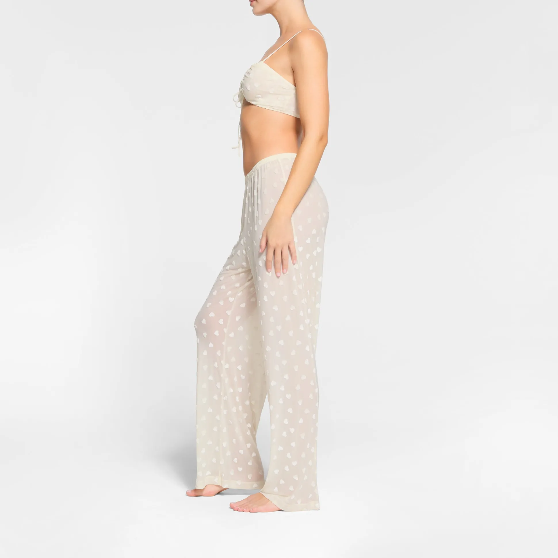 SHEER VELVET TIE FRONT BRALETTE | MARBLE