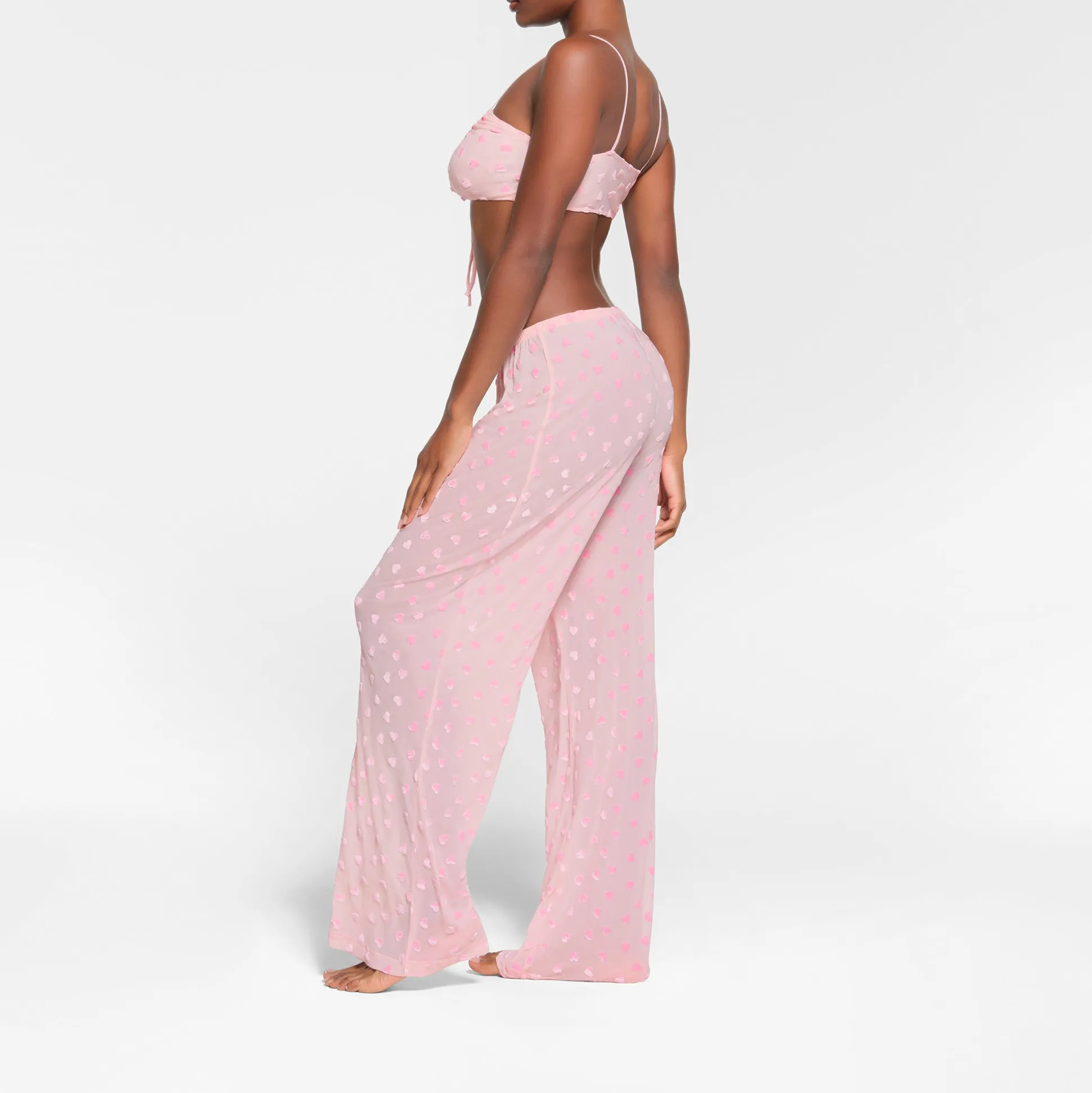 SHEER VELVET TIE FRONT BRALETTE | BABY PINK