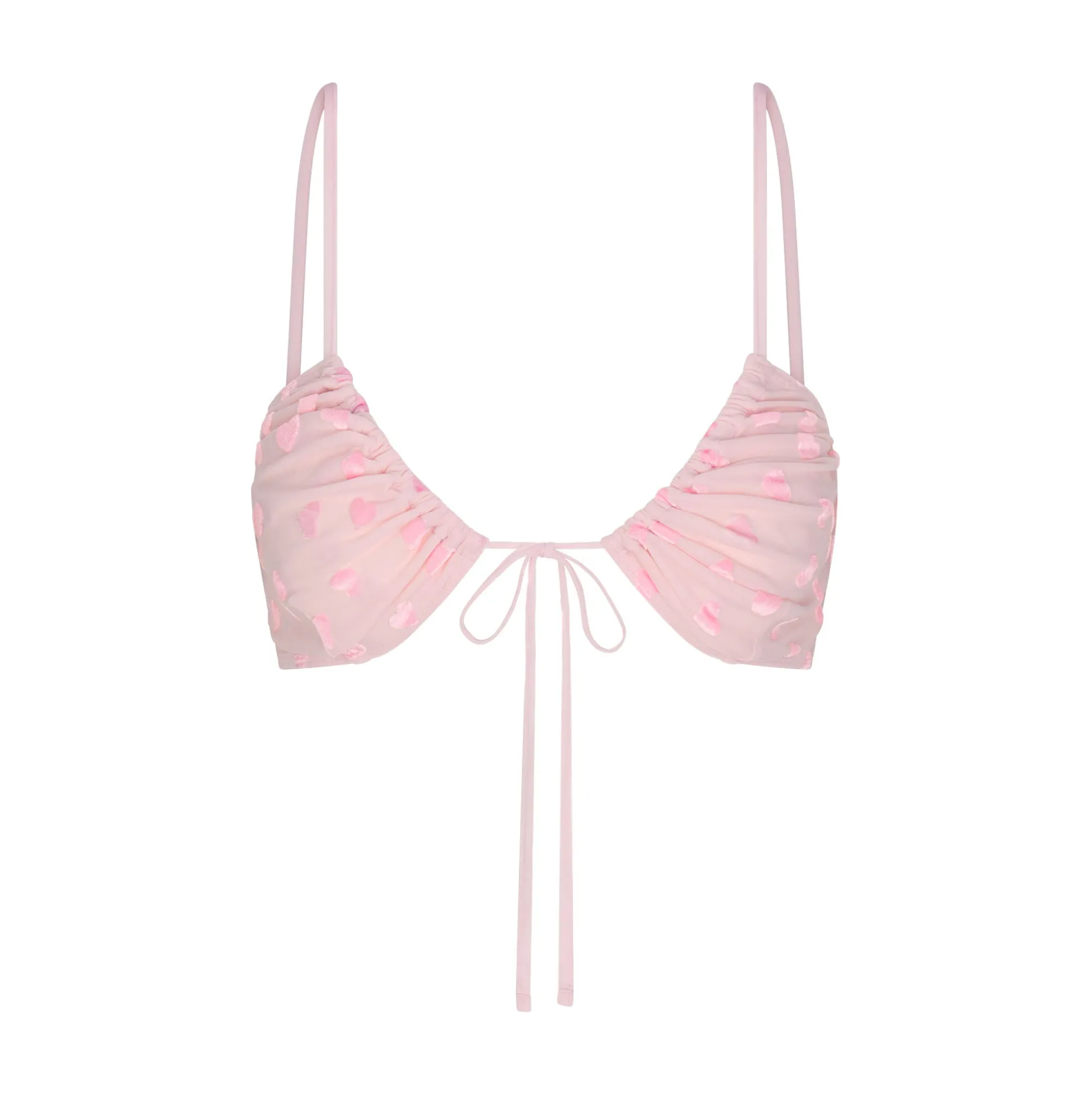 SHEER VELVET TIE FRONT BRALETTE | BABY PINK