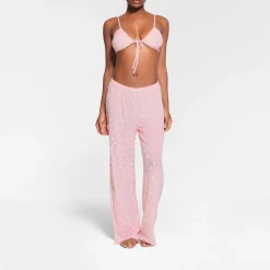 SHEER VELVET TIE FRONT BRALETTE | BABY PINK