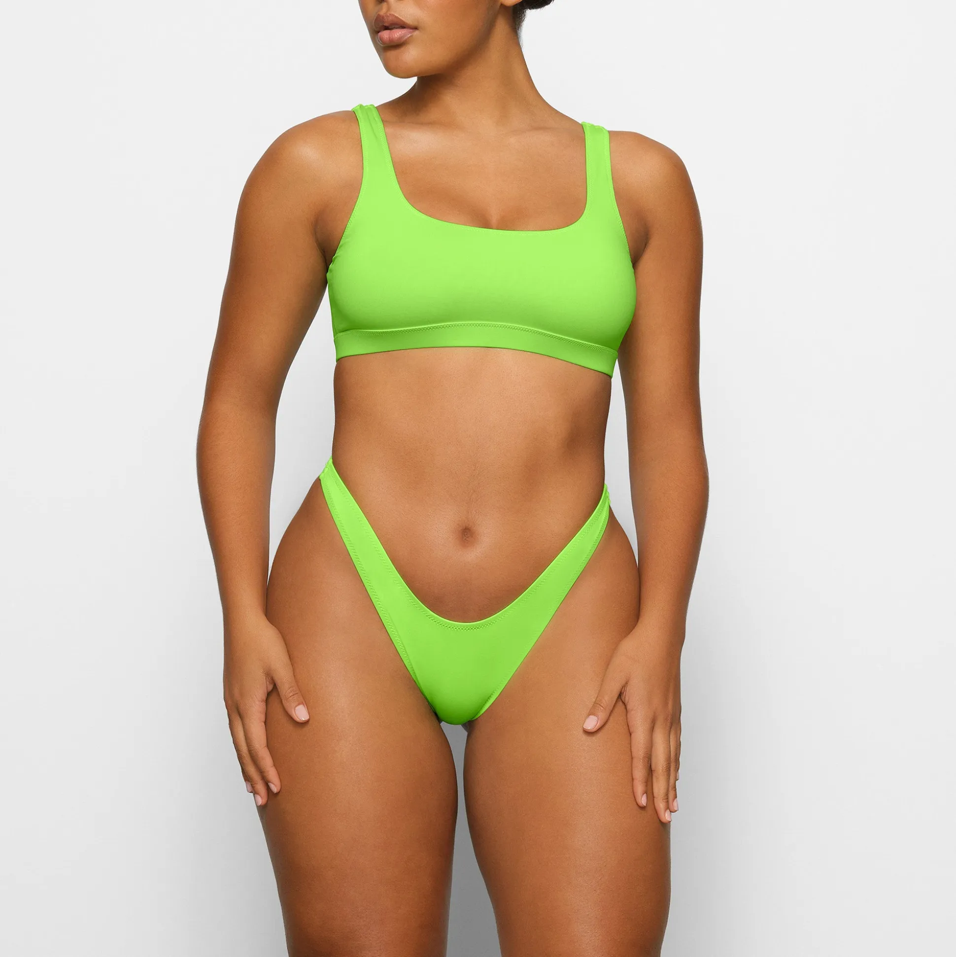 SIGNATURE SWIM CHEEKY TANGA BOTTOMS | NEON GREEN