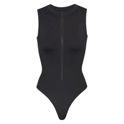 SIGNATURE SWIM ZIP FRONT SLEEVELESS ONE PIECE | ONYX