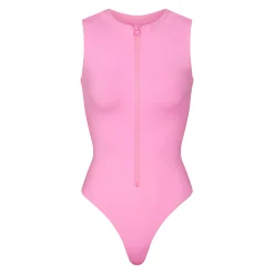 SIGNATURE SWIM ZIP FRONT SLEEVELESS ONE PIECE | LIGHT PINK
