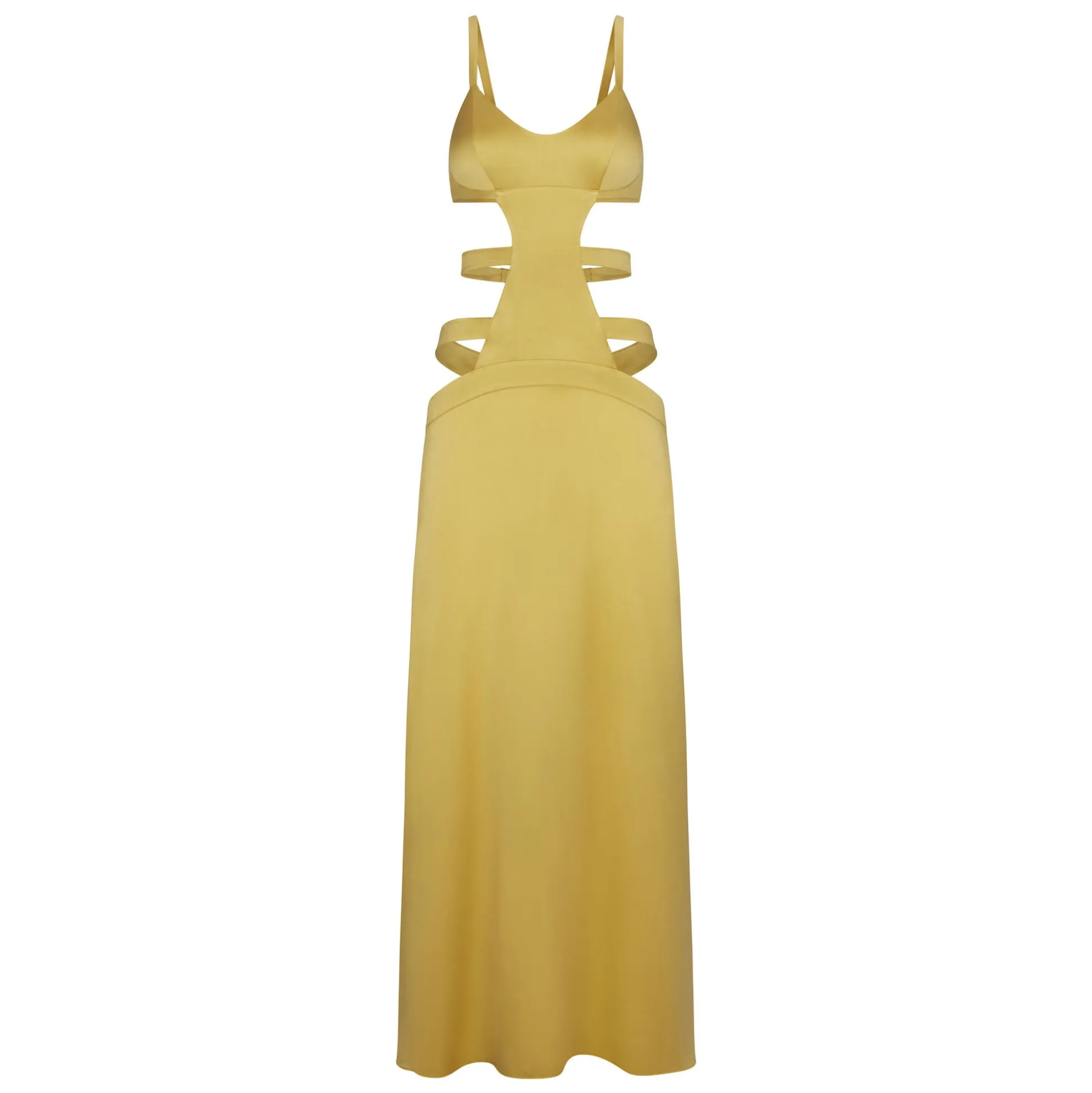 SILK STRAPPY LONG SLIP DRESS | TOPAZ