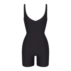 SKIMS BODY UNLINED PLUNGE MID THIGH BODYSUIT | ONYX