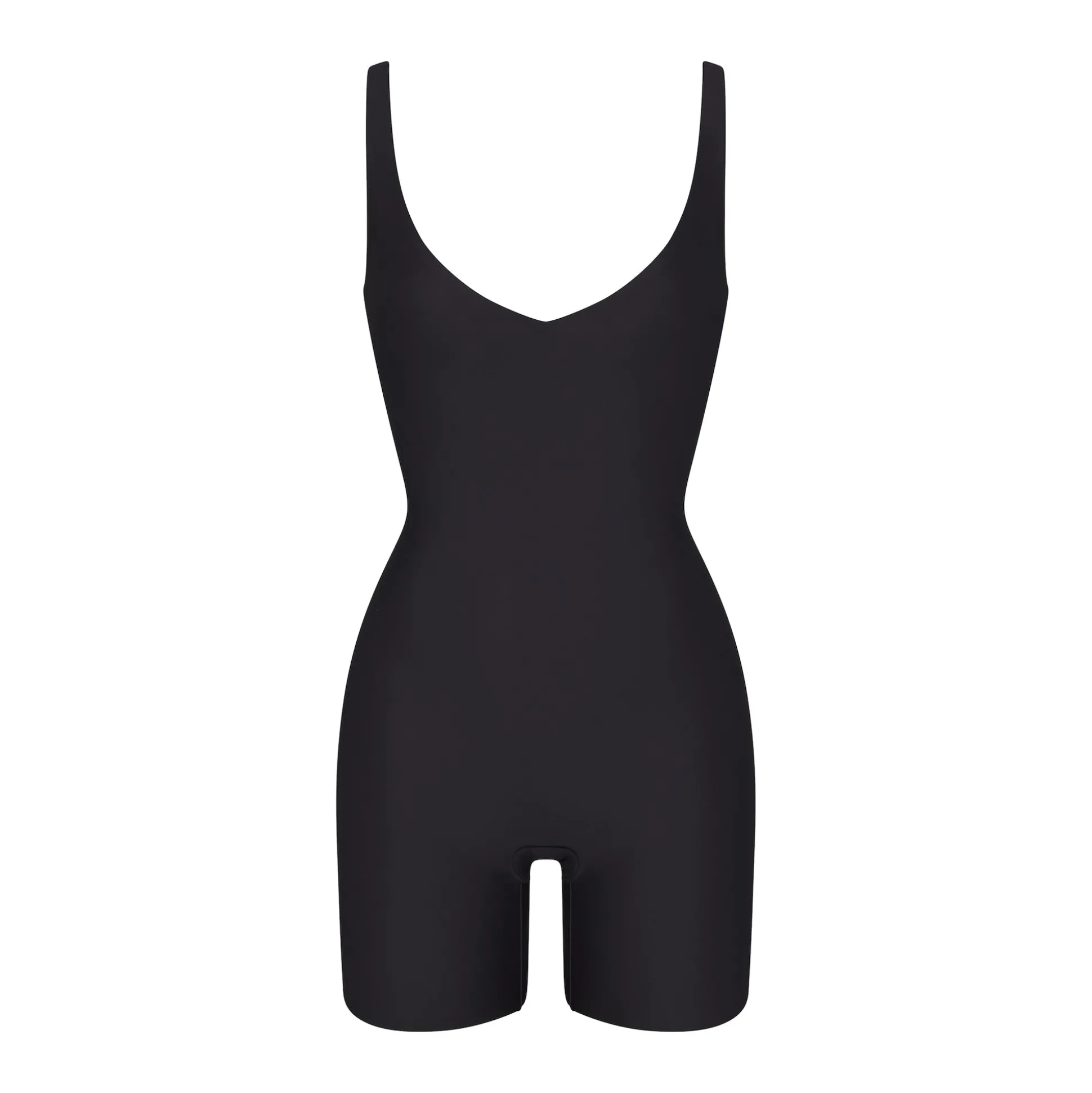SKIMS BODY UNLINED PLUNGE MID THIGH BODYSUIT | ONYX