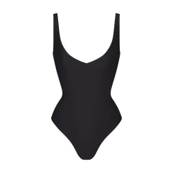 SKIMS BODY UNLINED PLUNGE THONG BODYSUIT | ONYX