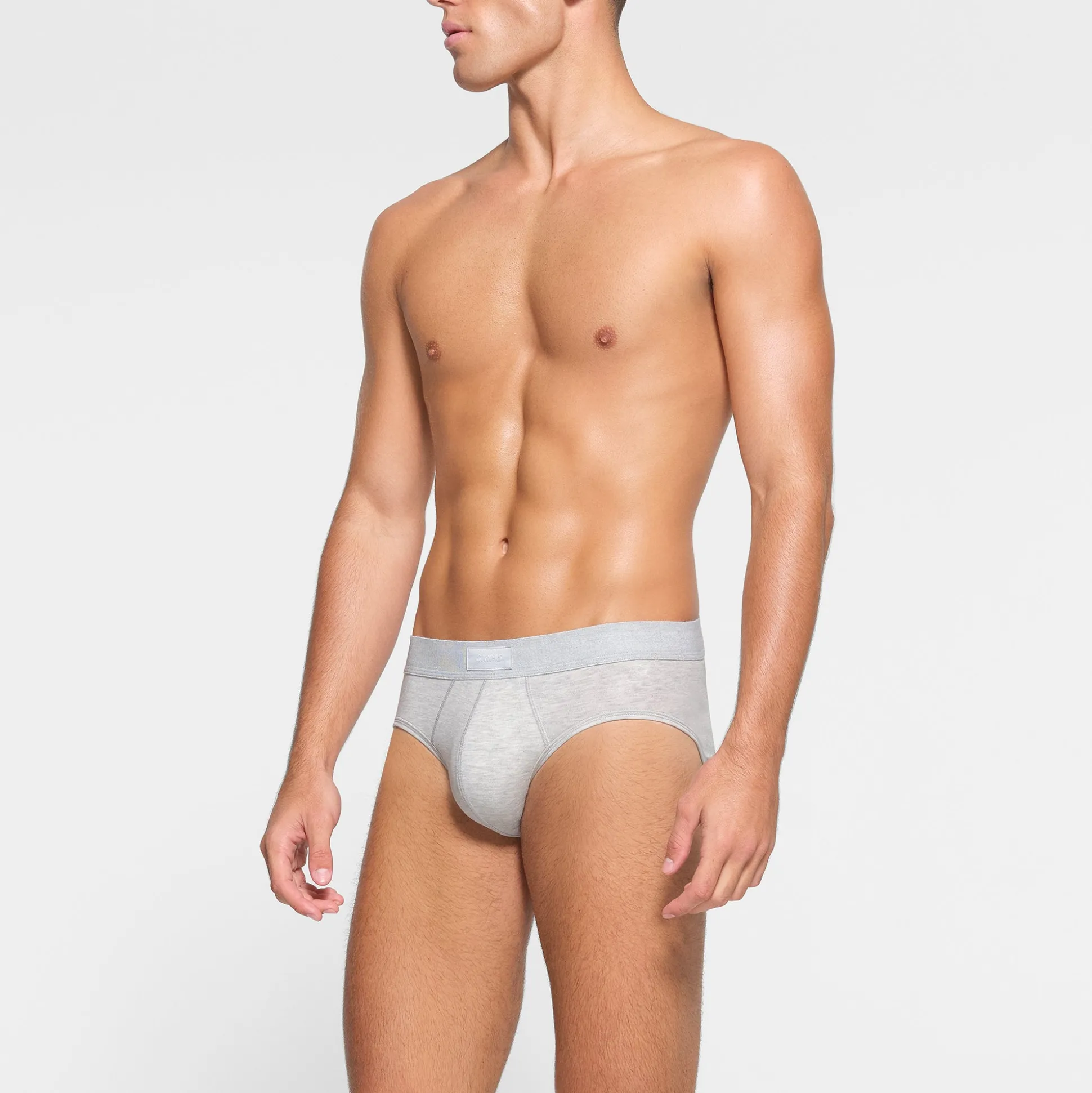 SKIMS COTTON MENS BRIEF | LIGHT HEATHER GREY