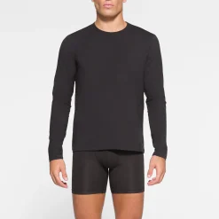 SKIMS COTTON MENS LONG SLEEVE T-SHIRT | ONYX