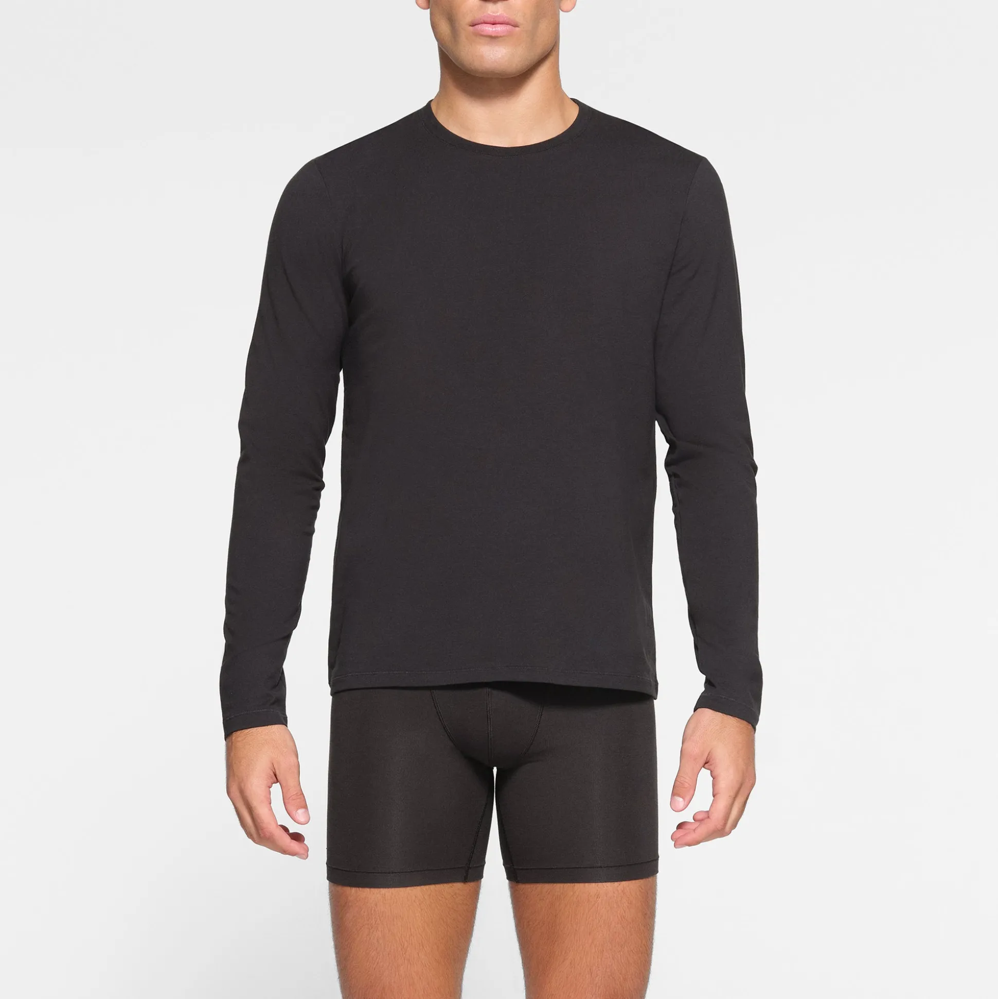 SKIMS COTTON MENS LONG SLEEVE T-SHIRT | ONYX