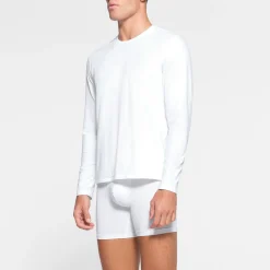 SKIMS COTTON MENS LONG SLEEVE T-SHIRT | CHALK