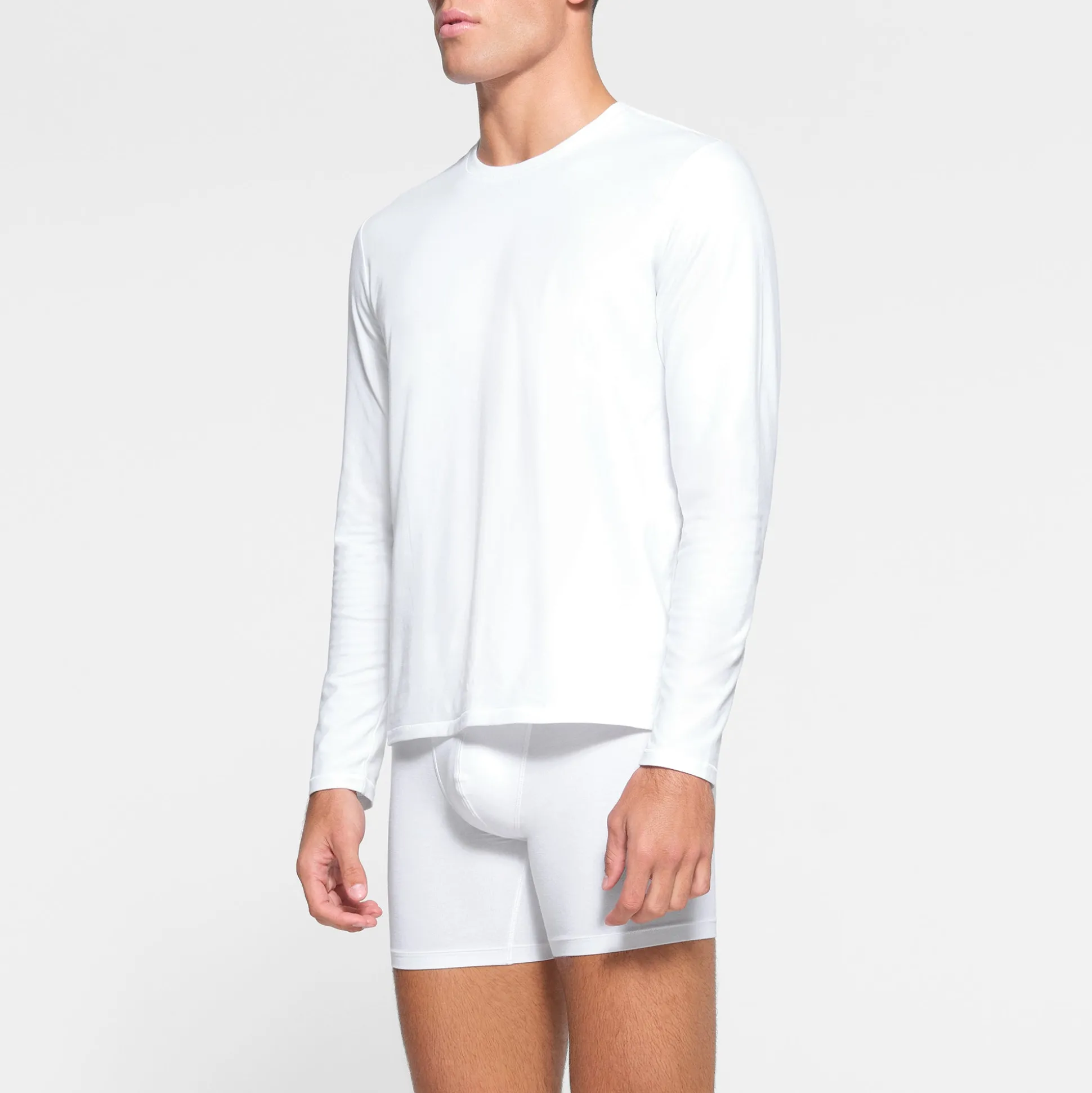 SKIMS COTTON MENS LONG SLEEVE T-SHIRT | CHALK