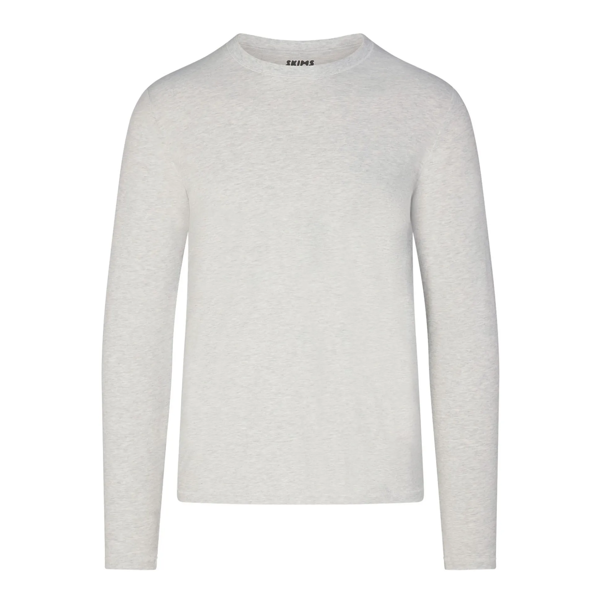 SKIMS COTTON MENS LONG SLEEVE T-SHIRT | LIGHT HEATHER GREY