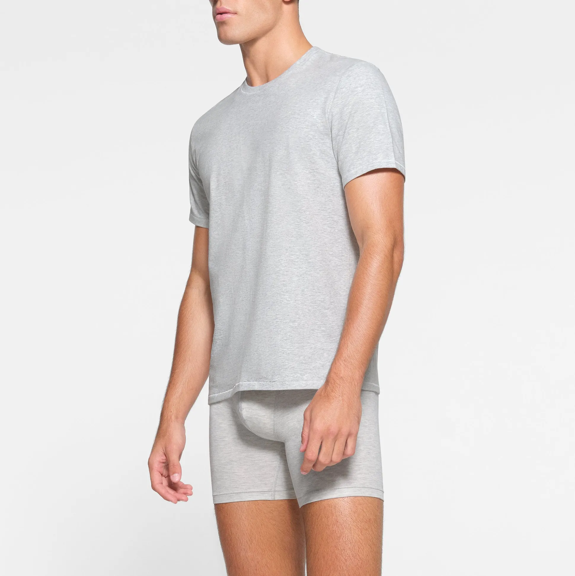 SKIMS COTTON MENS T-SHIRT | LIGHT HEATHER GREY