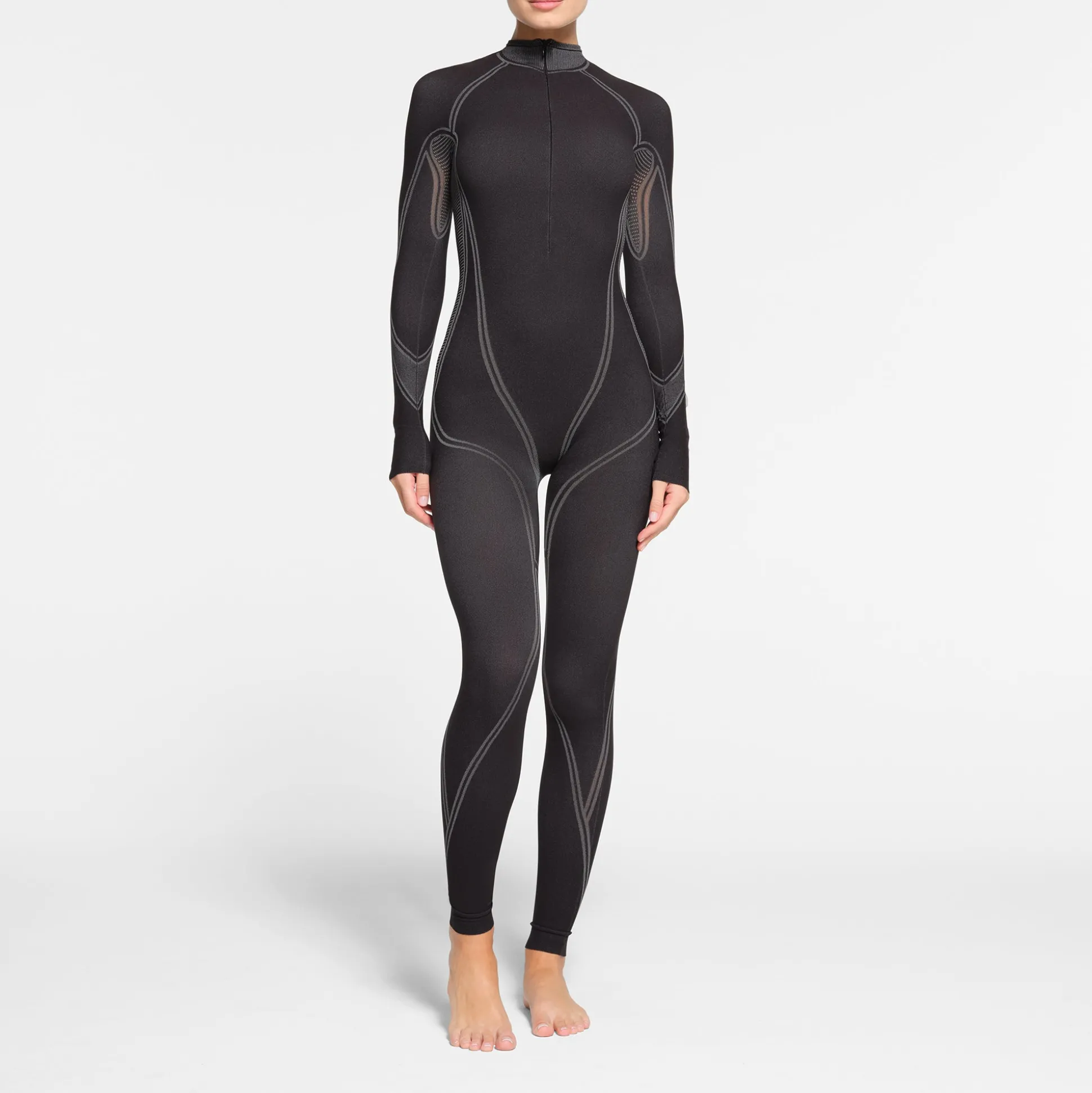 SKIMS FIRST LAYERS ZIP FRONT CATSUIT | ONYX
