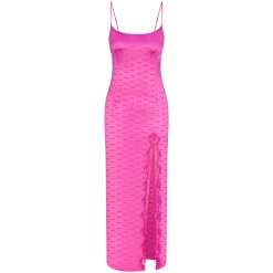 SKIMS JACQUARD LACE LONG DRESS | HOT PINK