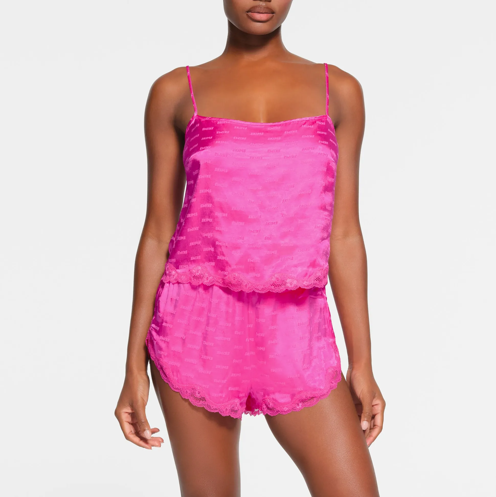 SKIMS JACQUARD LACE SHORT | HOT PINK