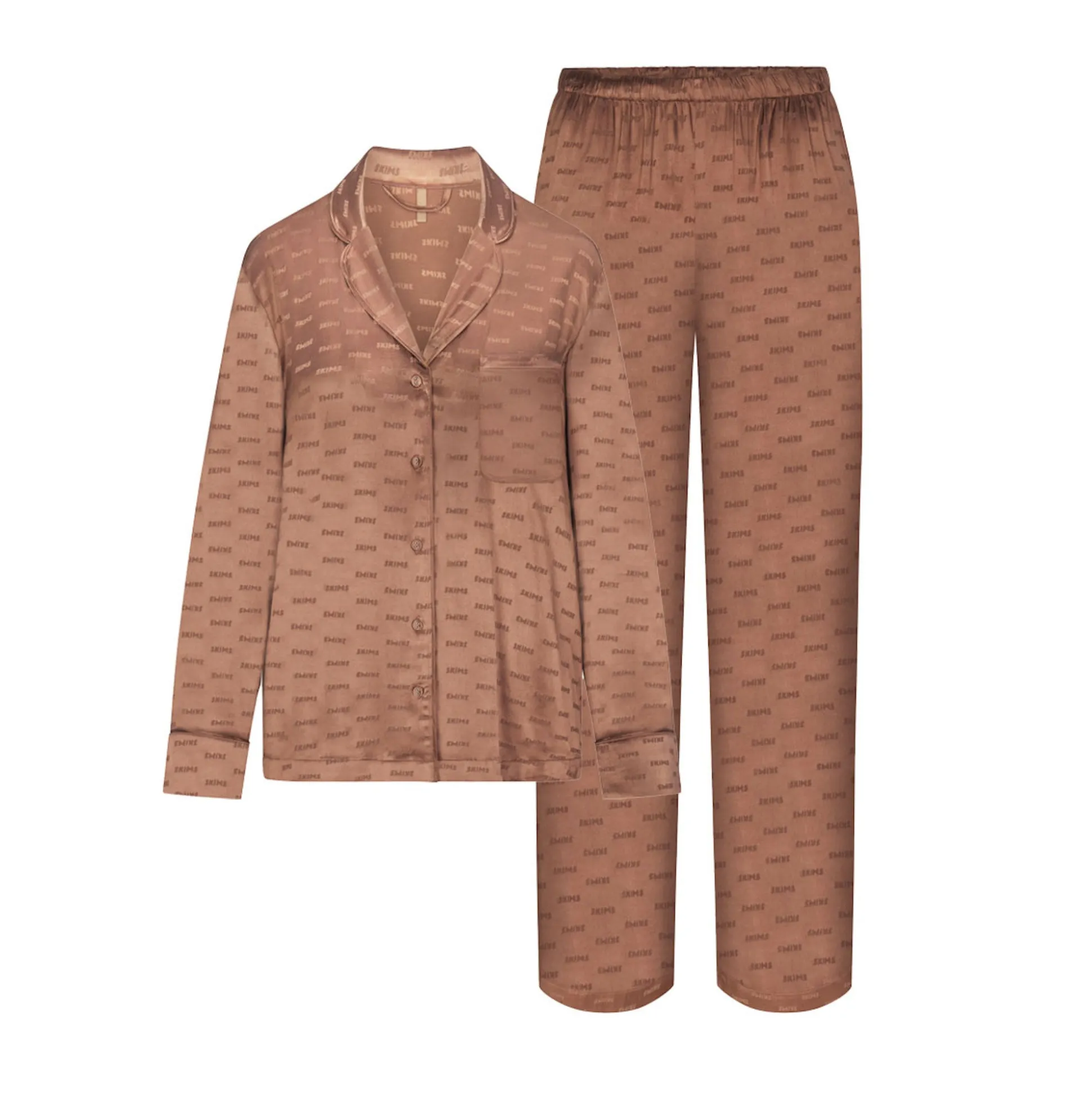SKIMS JACQUARD LONG SLEEVE BUTTON UP SLEEP SET | JASPER
