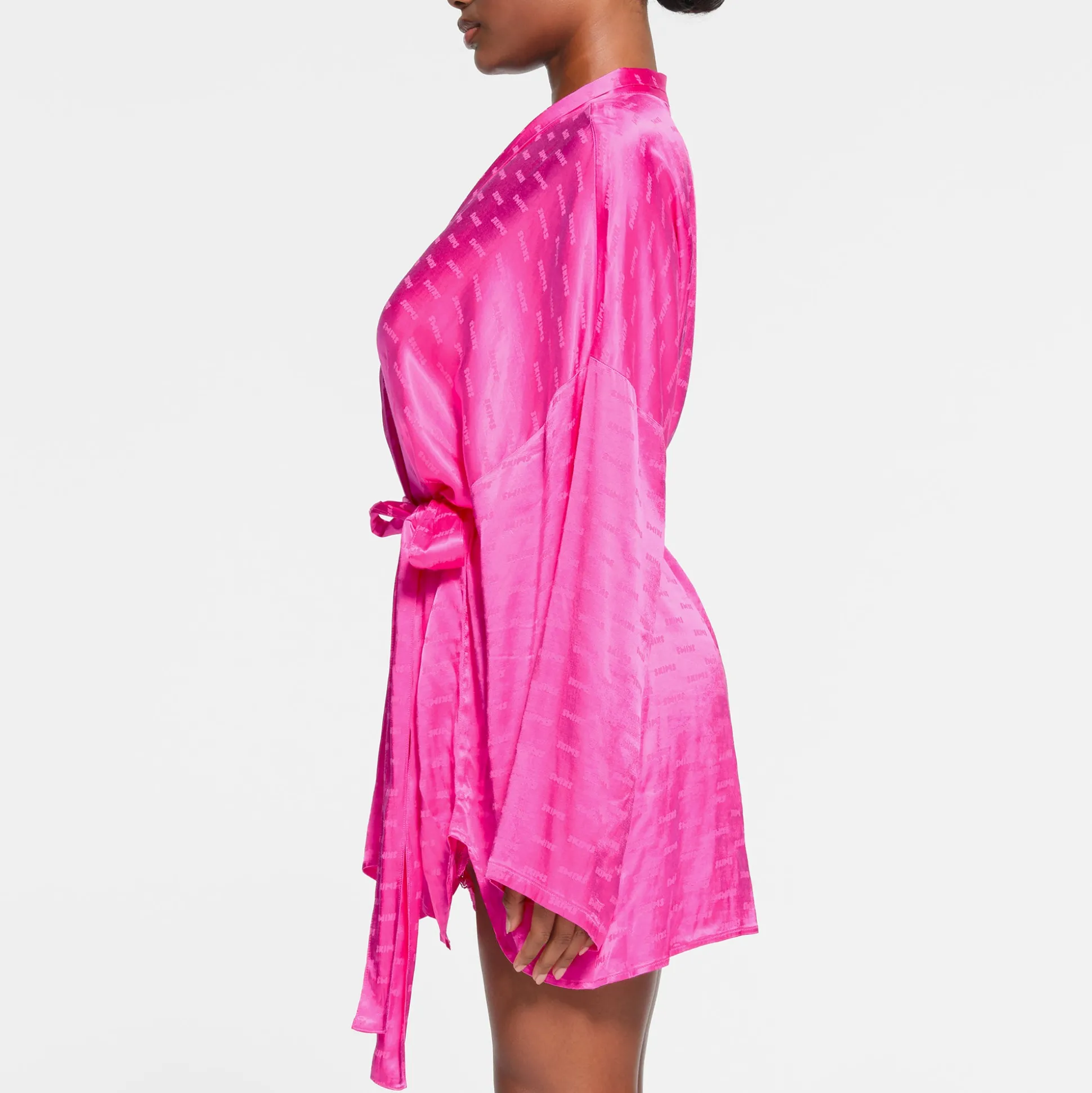 SKIMS JACQUARD SHORT ROBE | HOT PINK