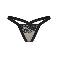 SKIMS LACE BUTTERFLY THONG | ONYX